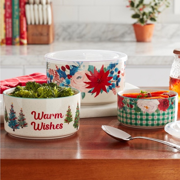 The Pioneer Woman Wishful Winter Nesting Bowl Set with Lids - Picture 4 of 9